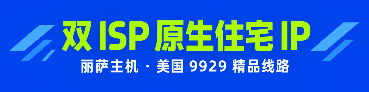 双 ISP 原生住宅 IP｜丽萨主机 · 美国 9929 精品线路
