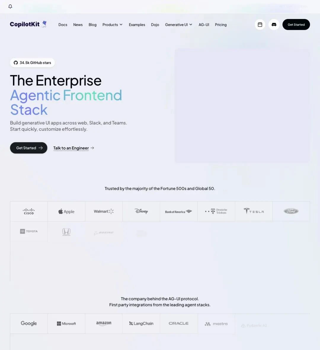 CopilotKit/AG-UI 生态让 Agent 输出结构化 UI。